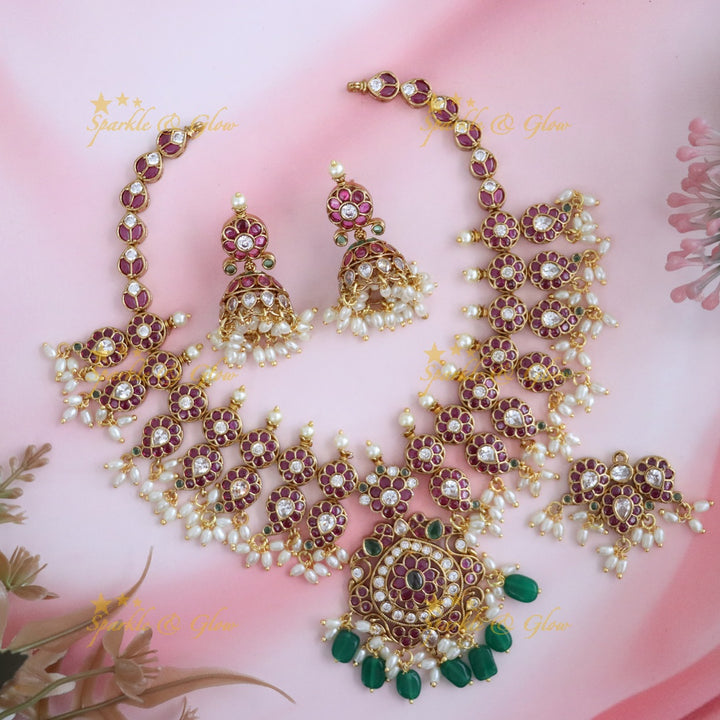 Gold & Pearl Necklace - Ideal for Weddings & Festivities
