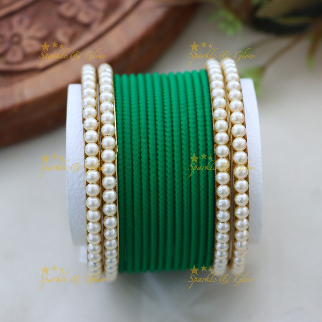 Trendy Metal Bangle Set in Various Colors - Design 1