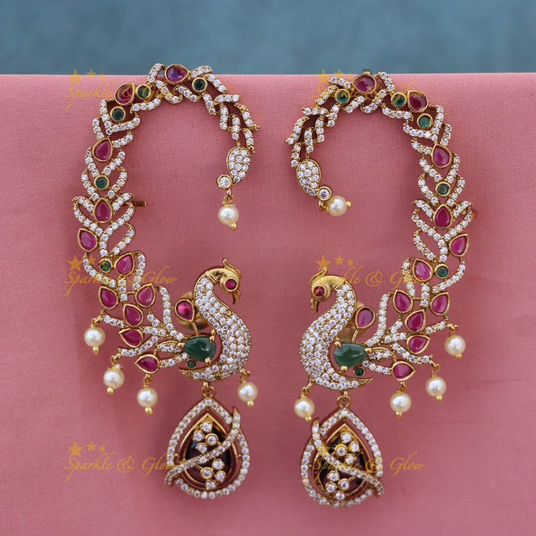 Exquisite Peacock Gold Earrings for Festive Glamour