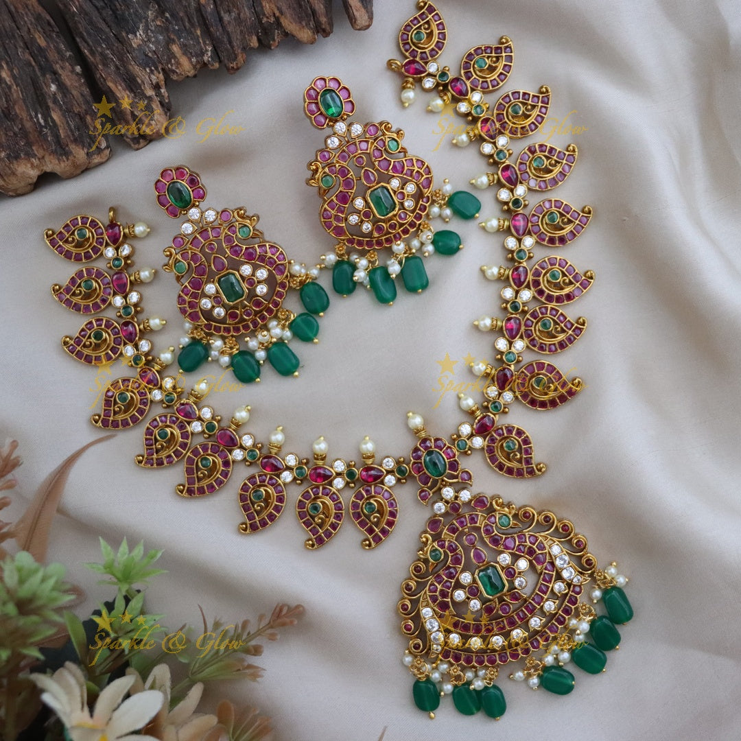 Exquisite Gold-Plated Gemstone Necklace for Festivities