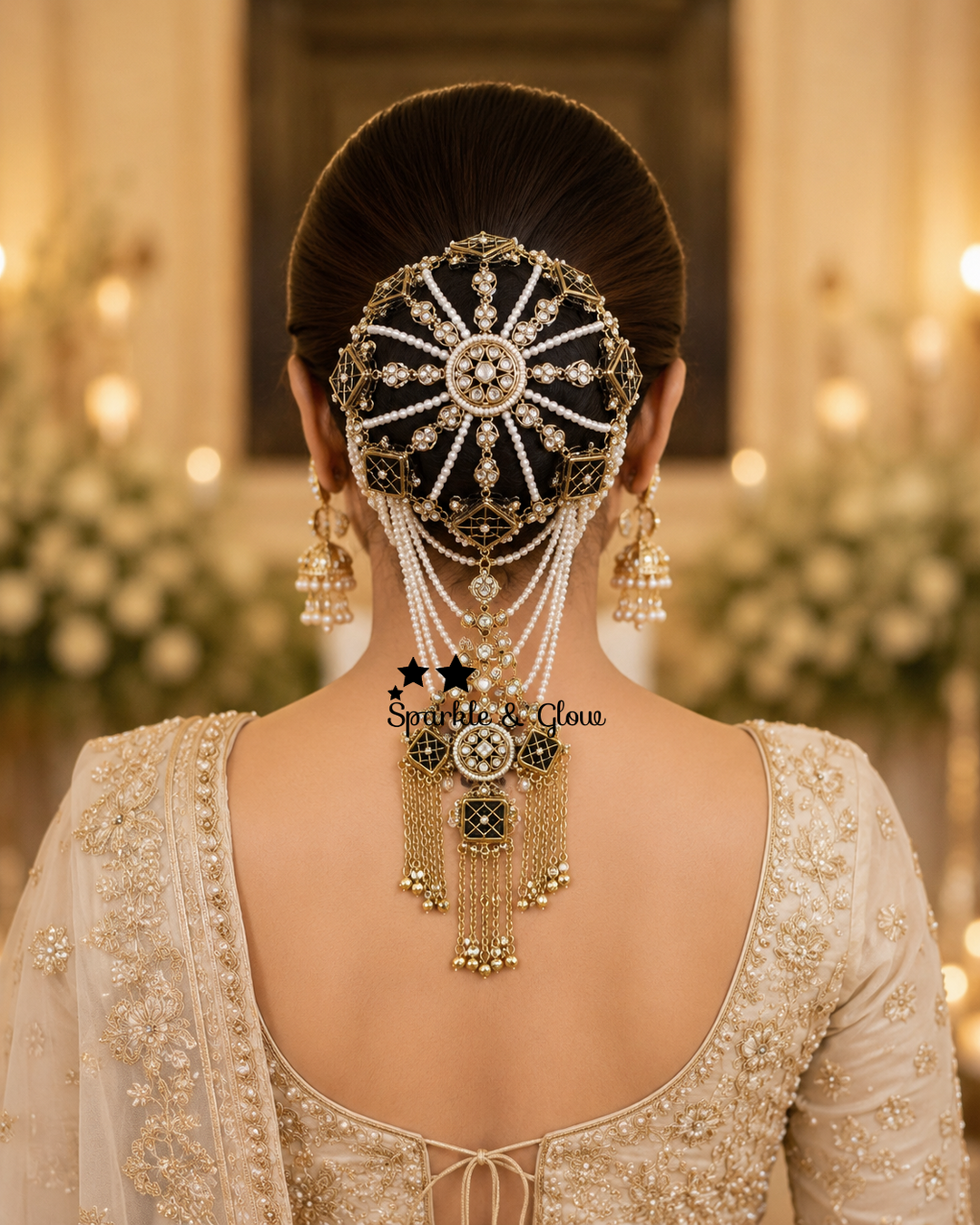 Stunning Gold Plated Kundan Bridal Hair Accessory