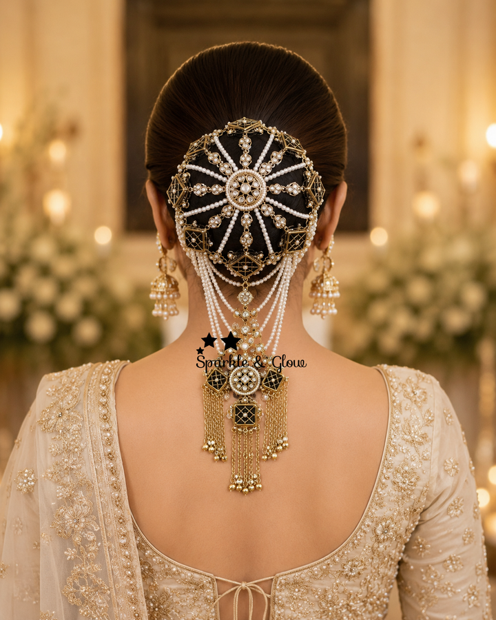 Stunning Gold Plated Kundan Bridal Hair Accessory