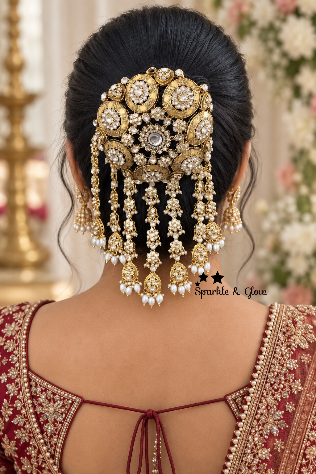 Exquisite Gold Hair Bun - Perfect for Festive Occasions