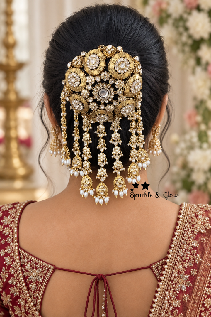 Exquisite Gold Hair Bun - Perfect for Festive Occasions
