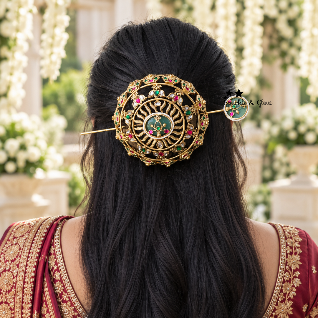 Elegant Gold-Tone Hair Bun Accessory for Festive Occasions