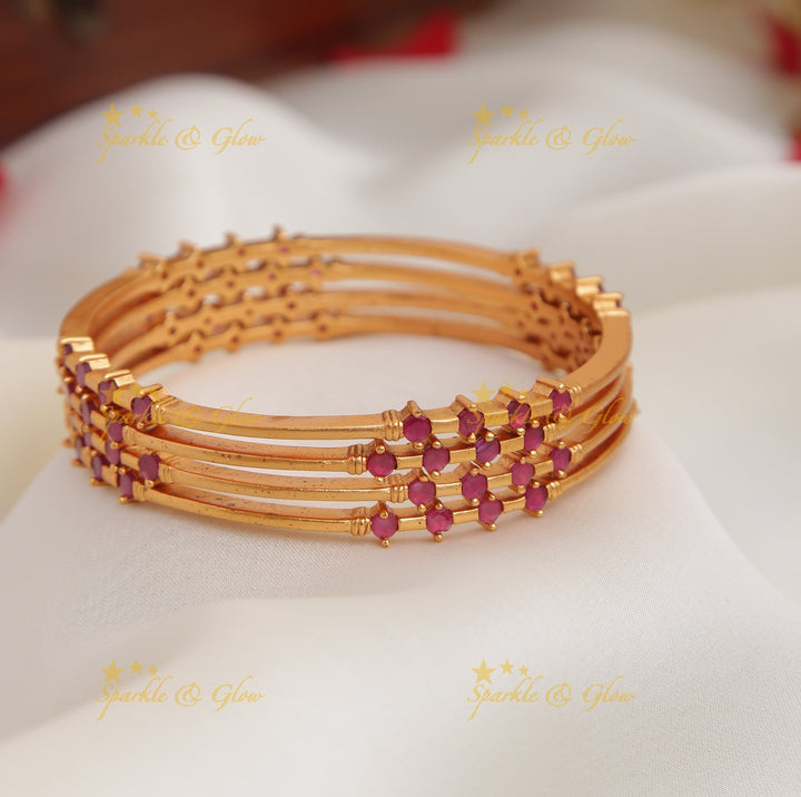 Gold alike thin stone bangles