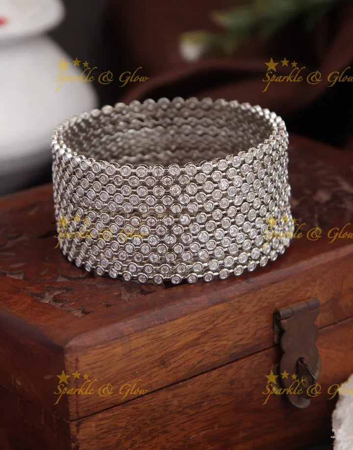 Gold polished AD stone bangles set of 12 - 2.4 - Sparkle and Glow