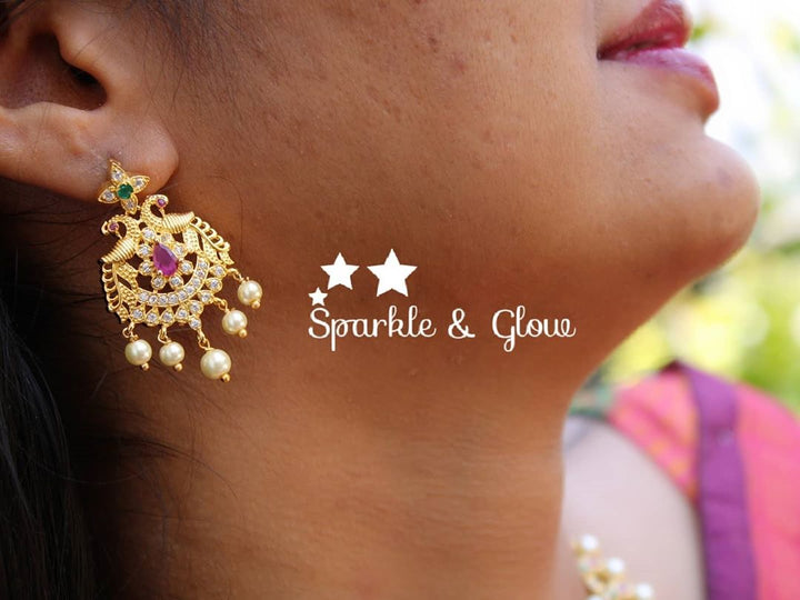 Exquisie Gold peacock gutta pusalu haram with stones