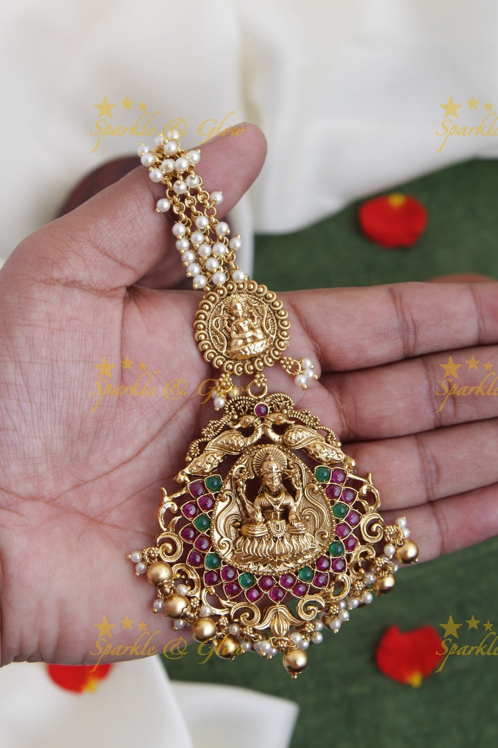 Gold Alike Lakshmi Single like maang tikka