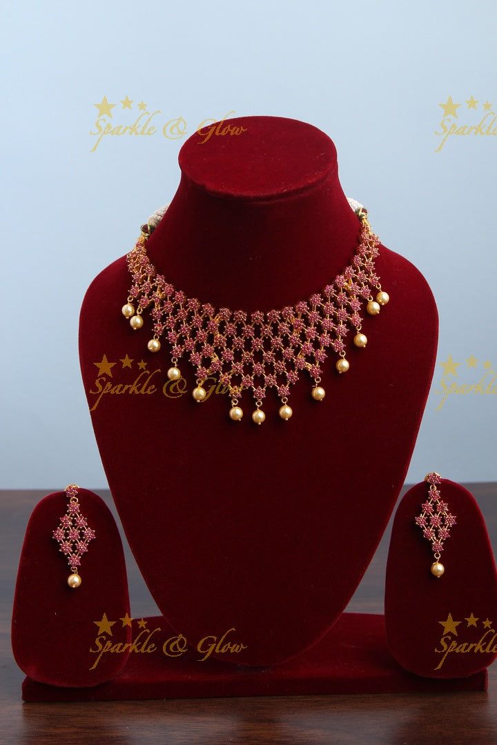 Gold polish Ad Floral Choker - Pink