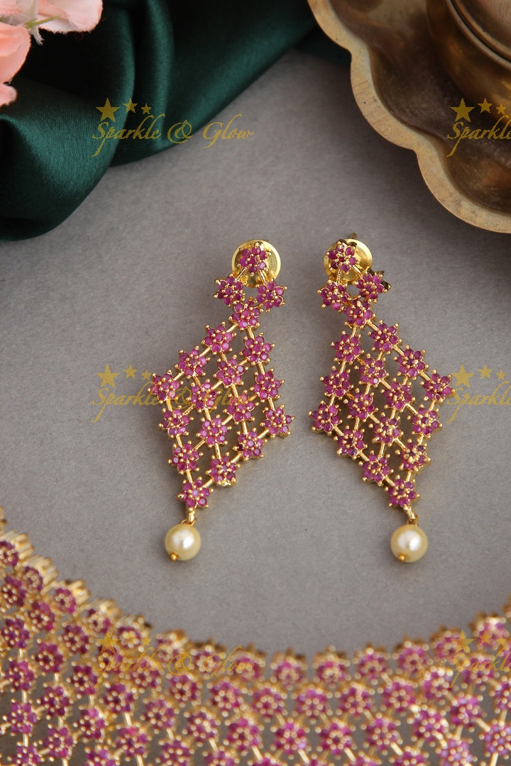 Gold polish Ad Floral Choker - Pink