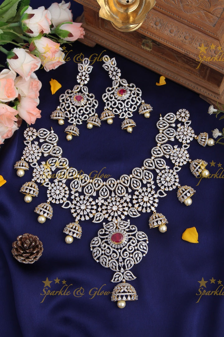 GJ polish Exclusive American Daimond necklace - Pink