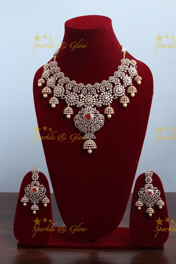 GJ polish Exclusive American Daimond necklace - Pink