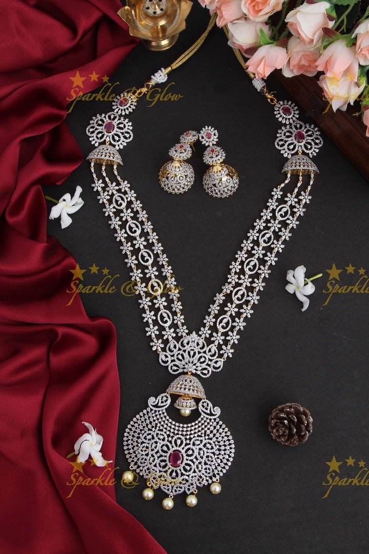 GJ polish Exclusive American Daimond statement long necklace - Sparkle and Glow - Back Thread - 