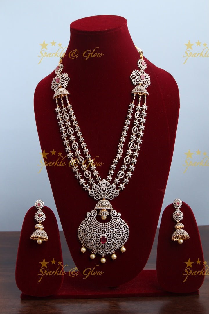 GJ polish Exclusive American Daimond statement long necklace - Sparkle and Glow - Back Thread - 