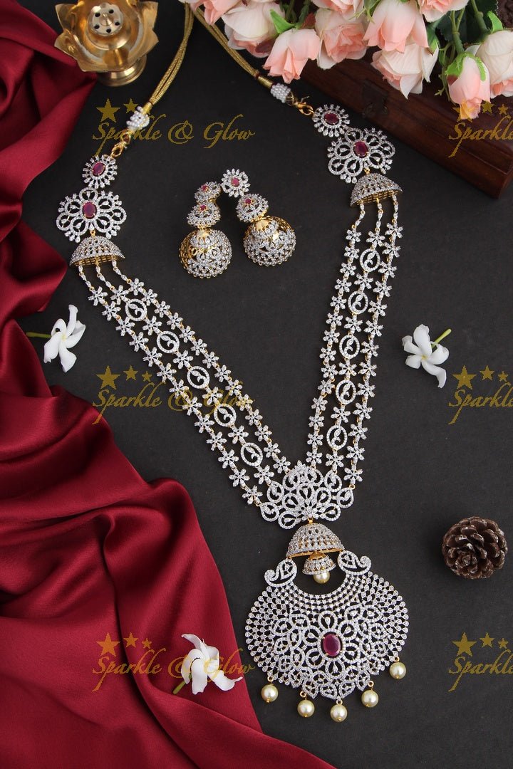 GJ polish Exclusive American Daimond statement long necklace - Sparkle and Glow - Back Thread - 