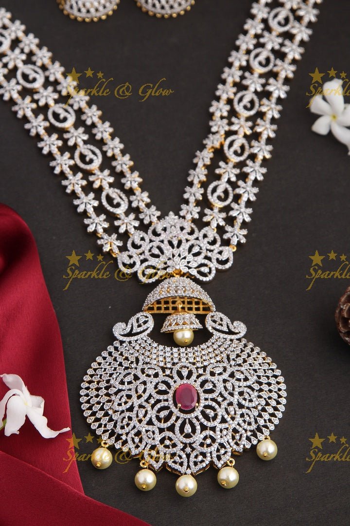 GJ polish Exclusive American Daimond statement long necklace - Sparkle and Glow - Back Thread - 