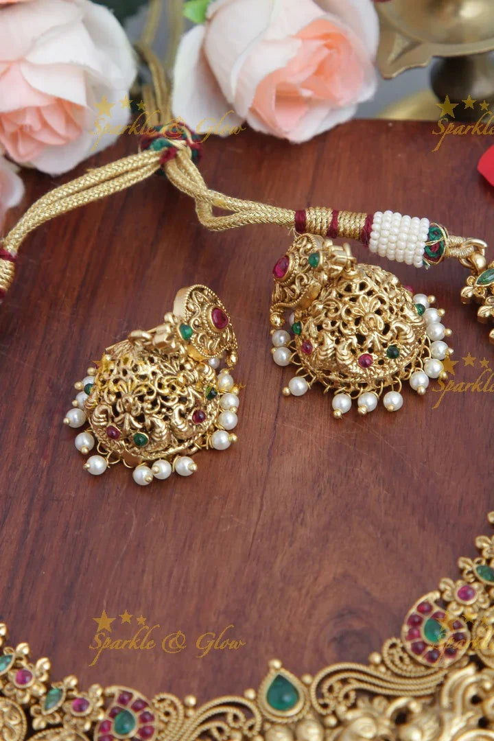 Gold Alike Peacock Mango Kemp Necklace - Sparkle and Glow