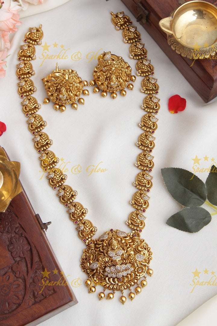 Beautiful Gold Alike Lakshmi Long Necklace with stones