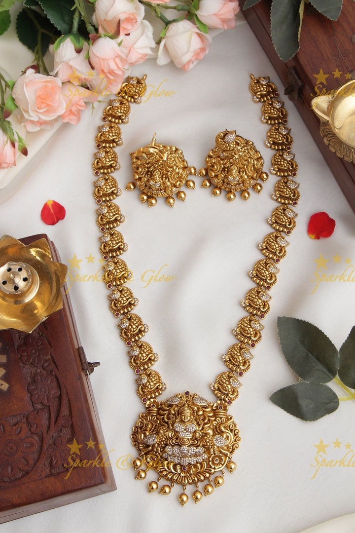 Beautiful Gold Alike Lakshmi Long Necklace with stones