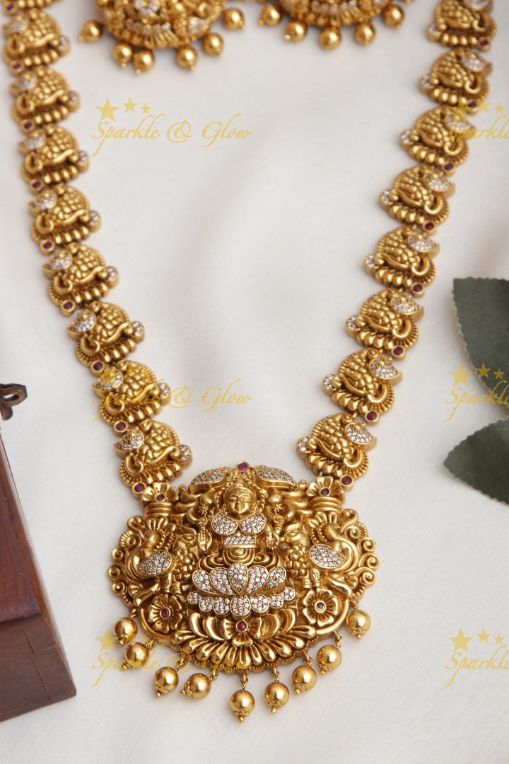 Beautiful Gold Alike Lakshmi Long Necklace with stones