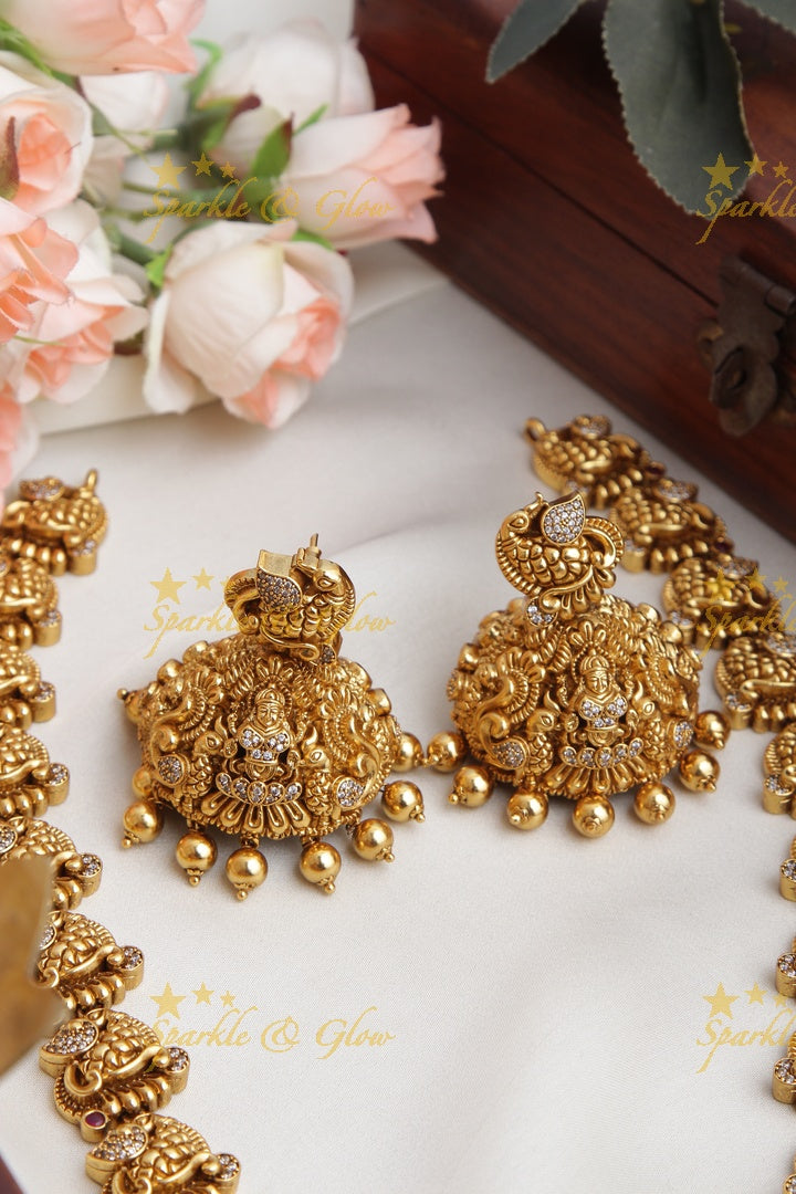 Beautiful Gold Alike Lakshmi Long Necklace with stones