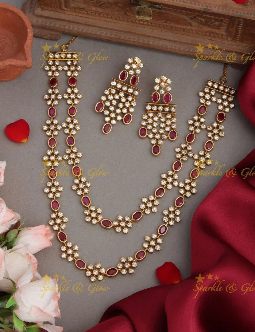 Beautiful Two Layered Gold Alike Floral Kemp Short Necklace - Mint Green - Sparkle and Glow