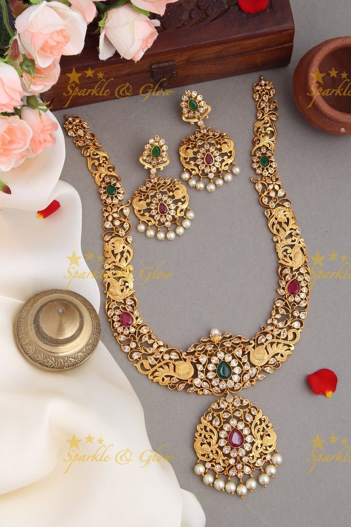 Premium quality Matt Peacock Kemp Long Necklace - Multi - Sparkle and Glow - Multi - Back Chain