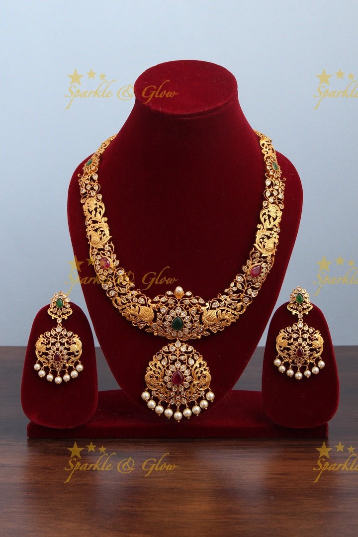 Premium quality Matt Peacock Kemp Long Necklace - Multi - Sparkle and Glow - Pink - Back Thread