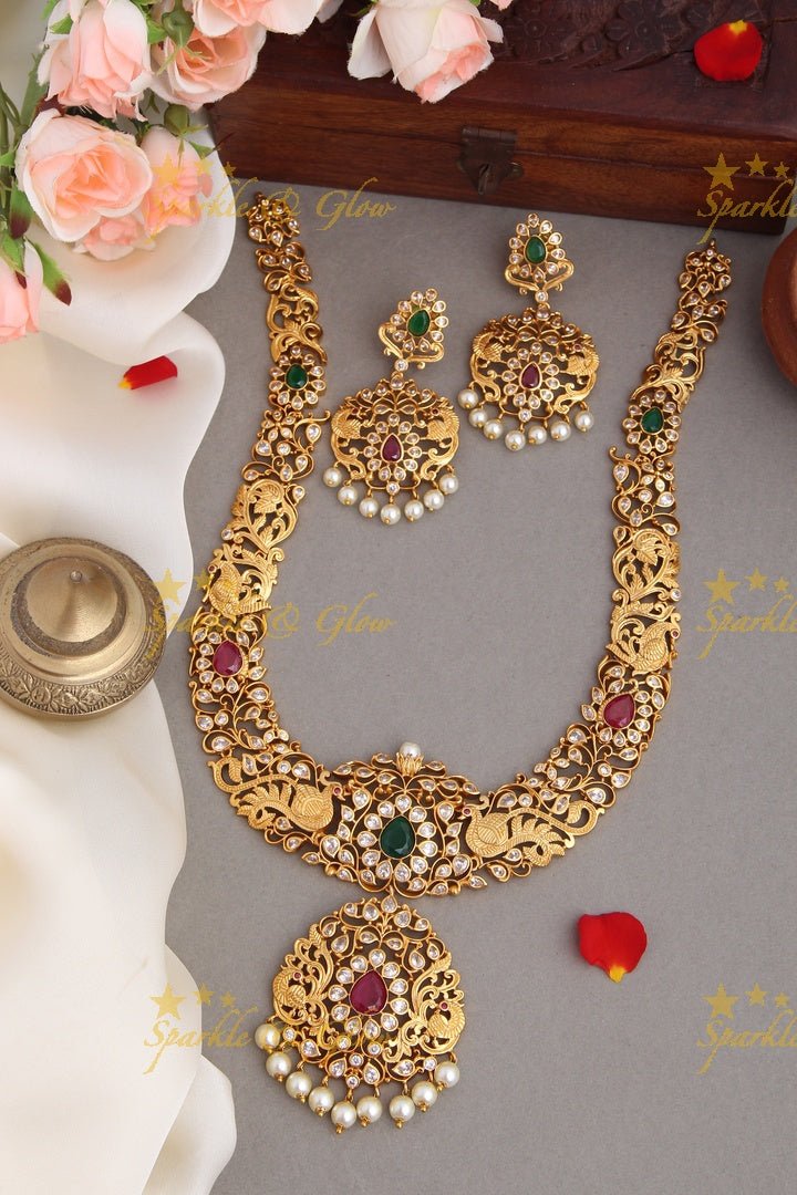 Premium quality Matt Peacock Kemp Long Necklace - Multi - Sparkle and Glow - Pink - Back Thread