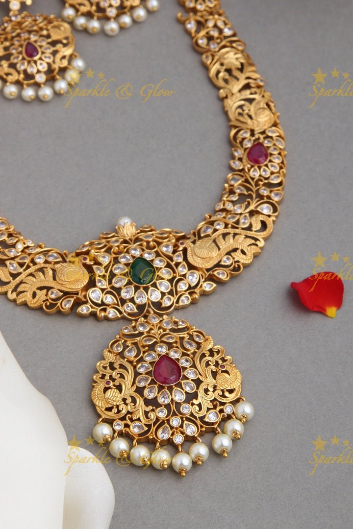Premium quality Matt Peacock Kemp Long Necklace - Multi - Sparkle and Glow - Pink - Back Thread
