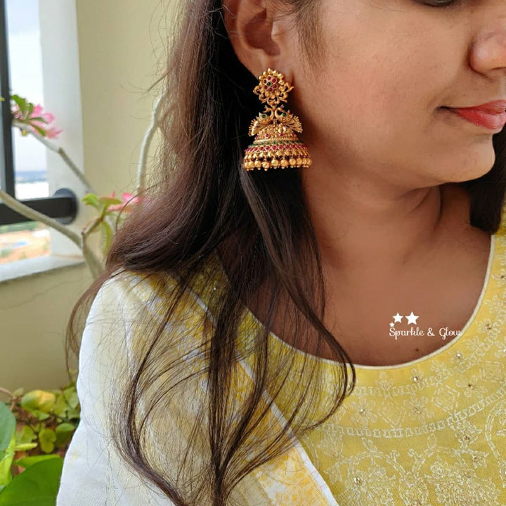 Kemp flower studded bridal Jhumuks