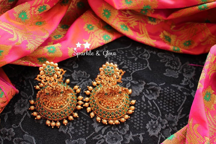 Kemp flower studded bridal Jhumuks - White - Sparkle and Glow - Red - 