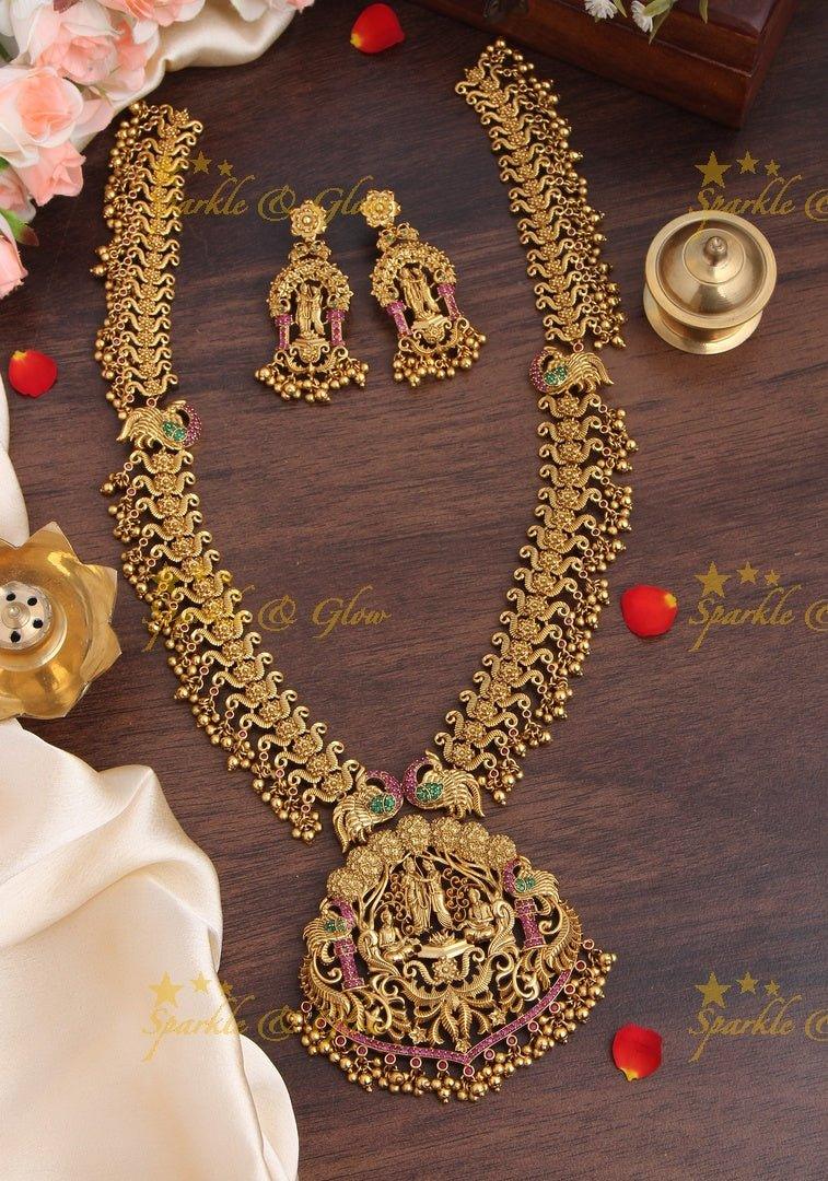 Gold alike Exquisite Rama Parivar gutta pusalu long necklace - Sparkle and Glow