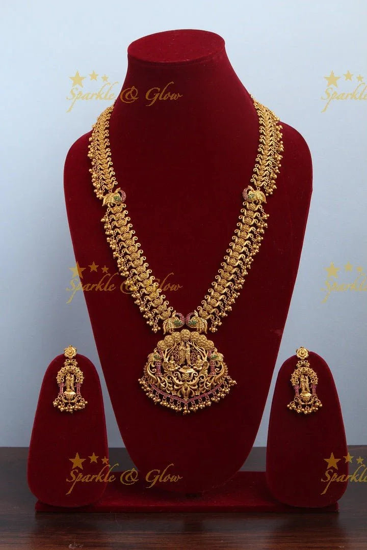 Gold alike Exquisite Rama Parivar gutta pusalu long necklace - Sparkle and Glow