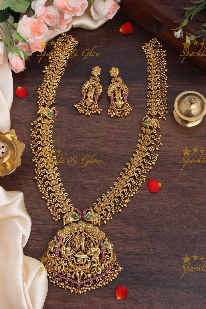 Gold alike Exquisite Rama Parivar gutta pusalu long necklace - Sparkle and Glow