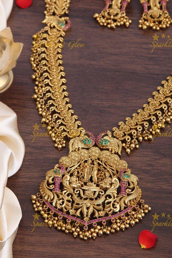 Gold alike Exquisite Rama Parivar gutta pusalu long necklace - Sparkle and Glow
