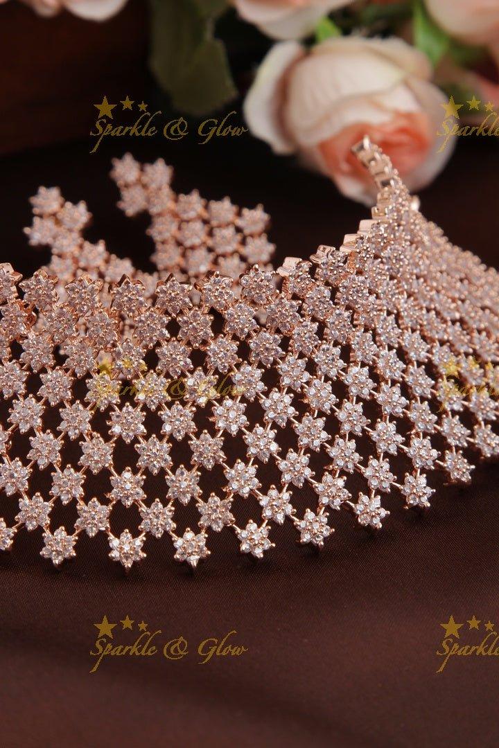 Ad Stones multi layer star shaped choker - Rose Gold - Sparkle and Glow