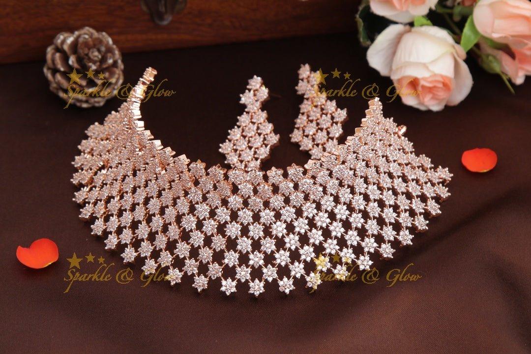 Ad Stones multi layer star shaped choker - Rose Gold - Sparkle and Glow