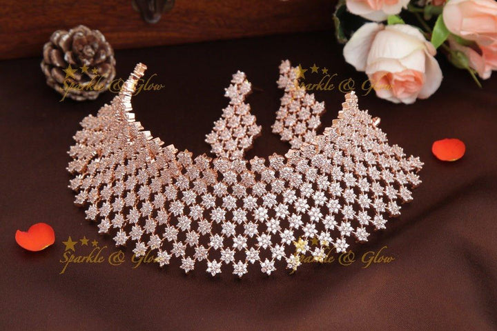 Ad Stones multi layer star shaped choker - Rose Gold - Sparkle and Glow