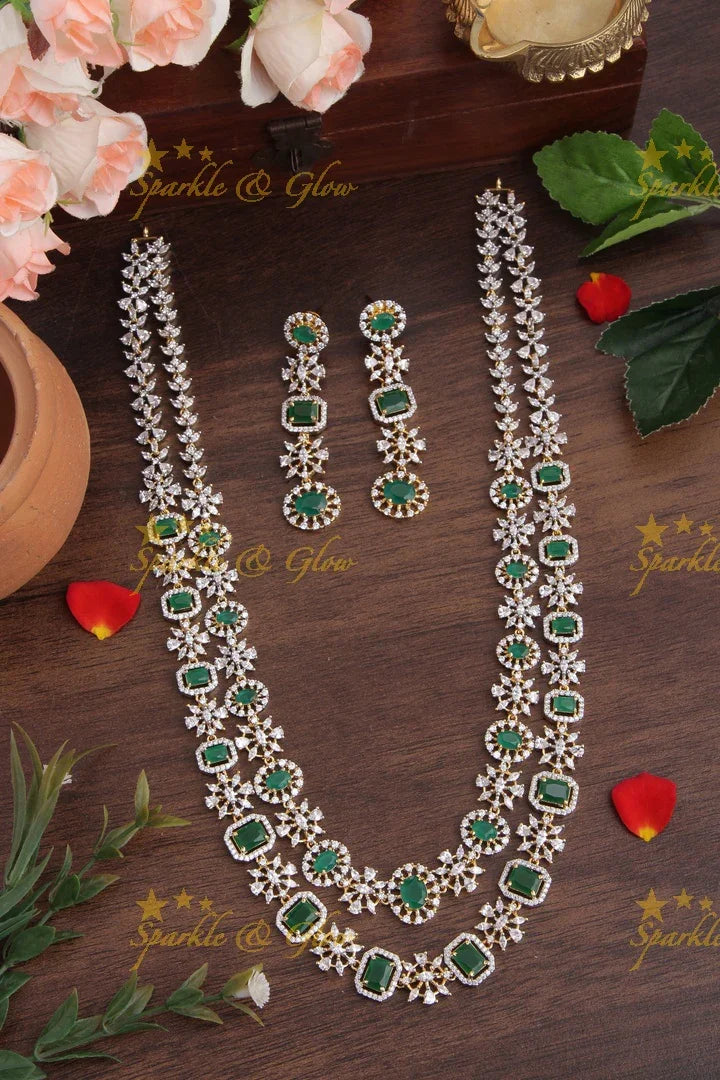 Two Layered GJ Polish Floral Stone Long Necklace - Pink - Sparkle and Glow