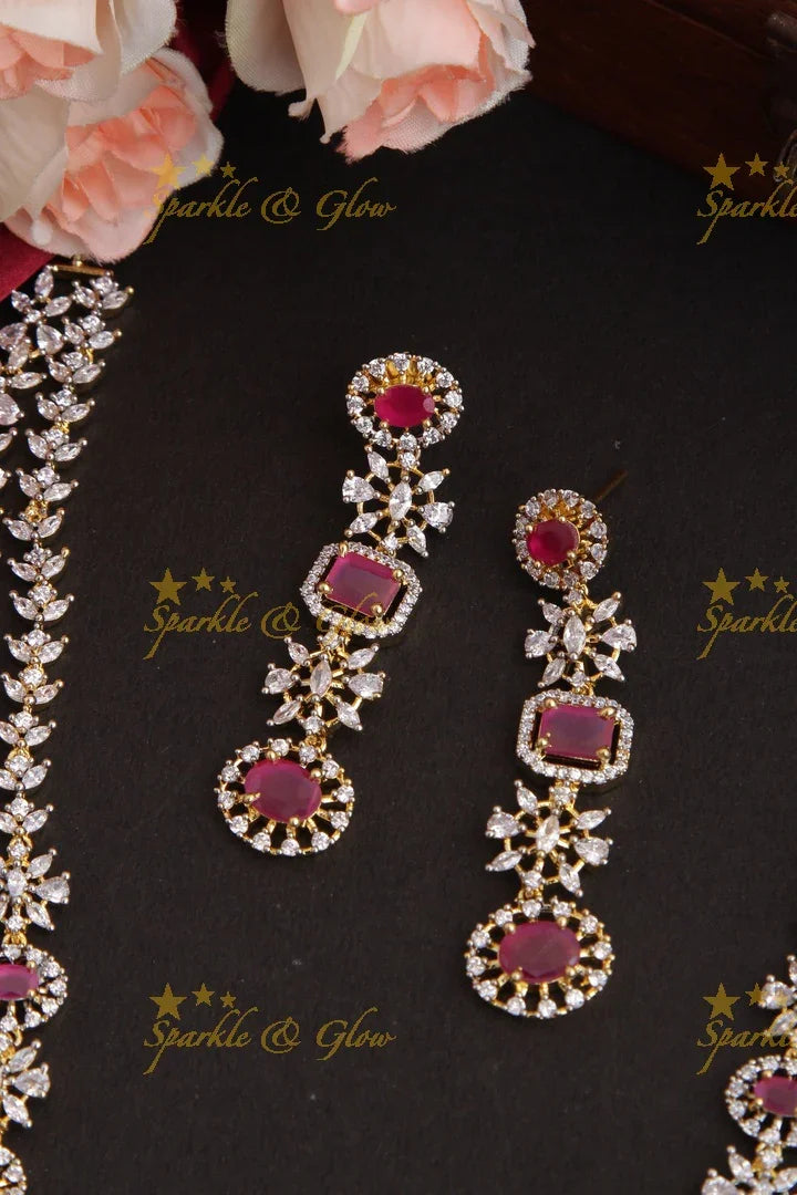 Two Layered GJ Polish Floral Stone Long Necklace - Pink - Sparkle and Glow
