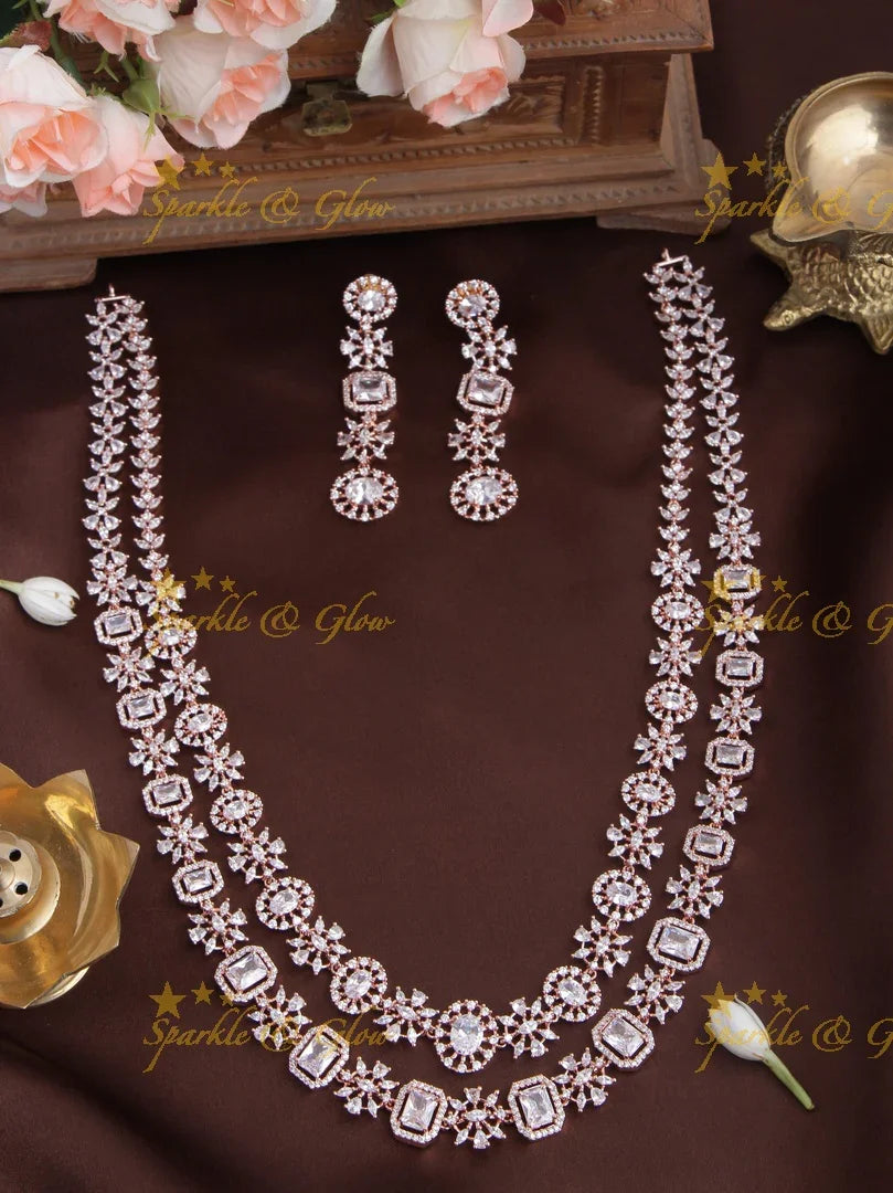 Two Layered GJ Polish Floral Stone Long Necklace - Pink - Sparkle and Glow