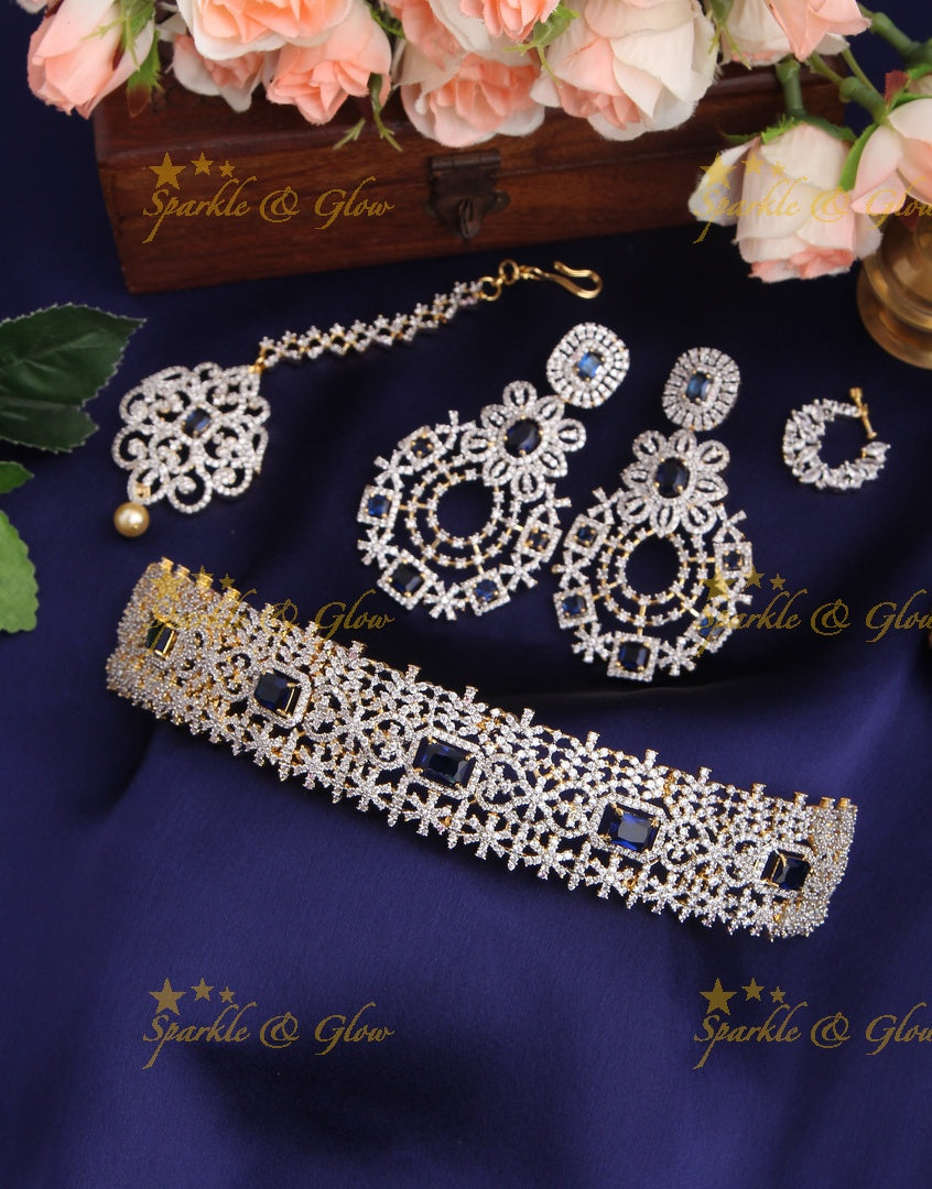 Exclusive GJ Polish Kemp AD Stone High Neck Choker - Blue