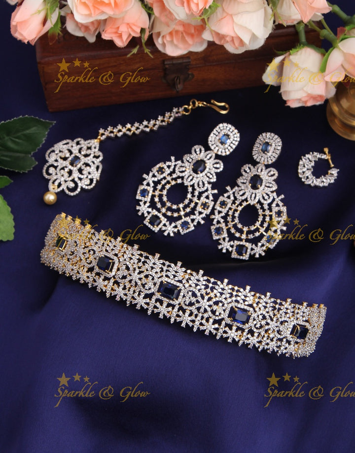 Exclusive GJ Polish Kemp AD Stone High Neck Choker - Blue