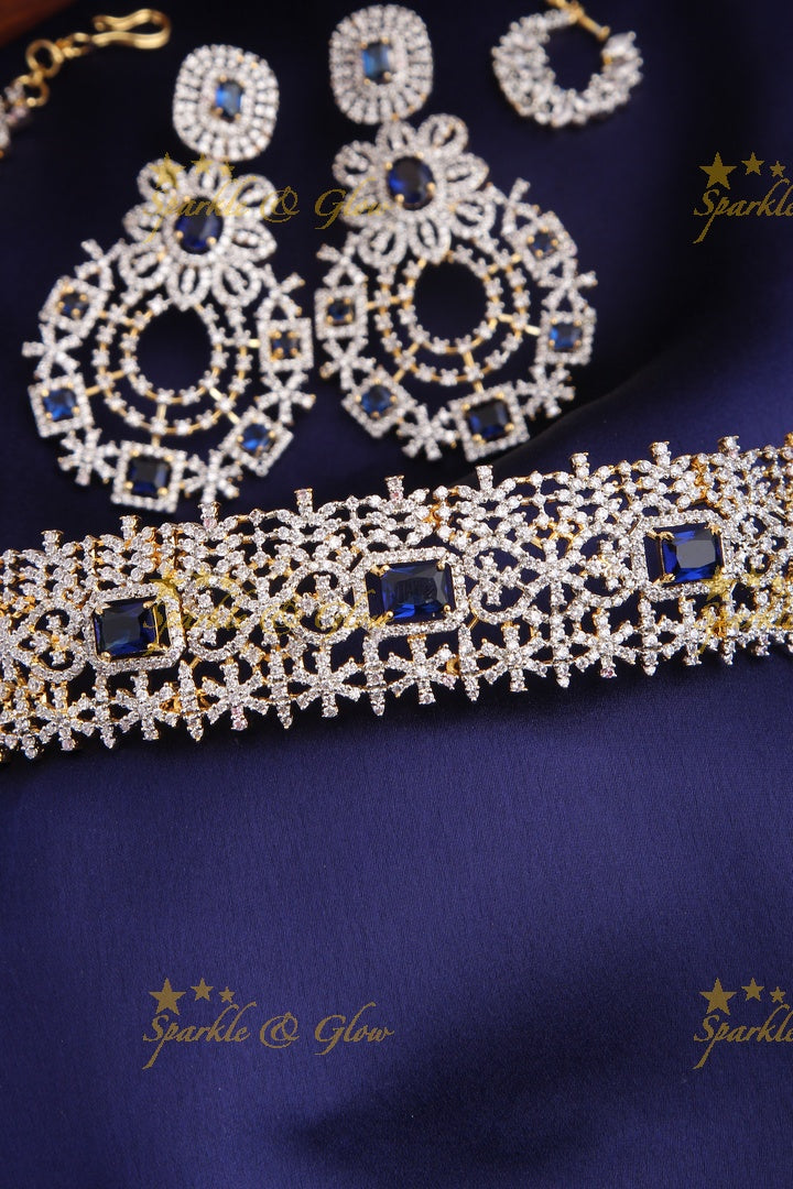 Exclusive GJ Polish Kemp AD Stone High Neck Choker - Blue