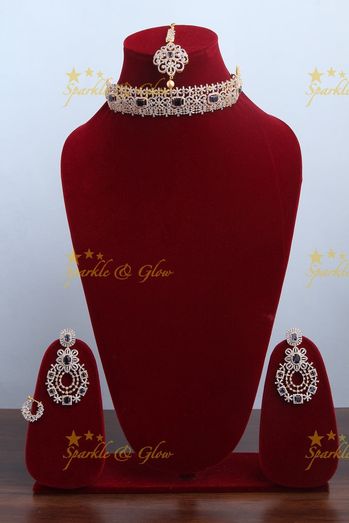 Exclusive GJ Polish Kemp AD Stone High Neck Choker - Blue