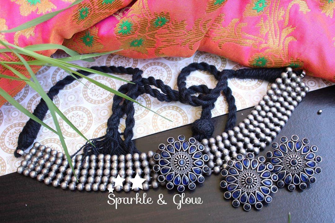 High neck silver look alike choker - Pink - Sparkle and Glow