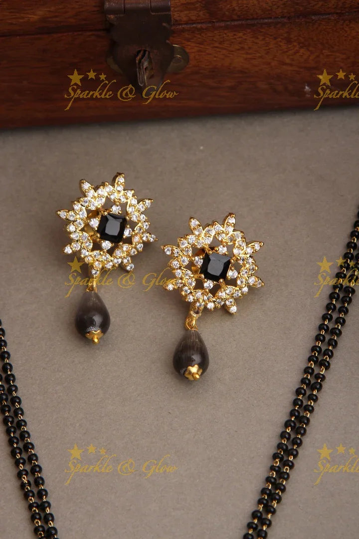 Gold alike black beads chain 18 inches - Black - Sparkle and Glow