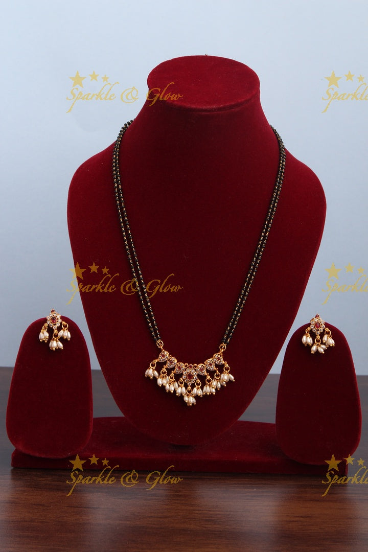 Matte black beads Mango rice beads pendent chain 16 inches